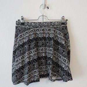 Patterned Skater Skirt Black and White